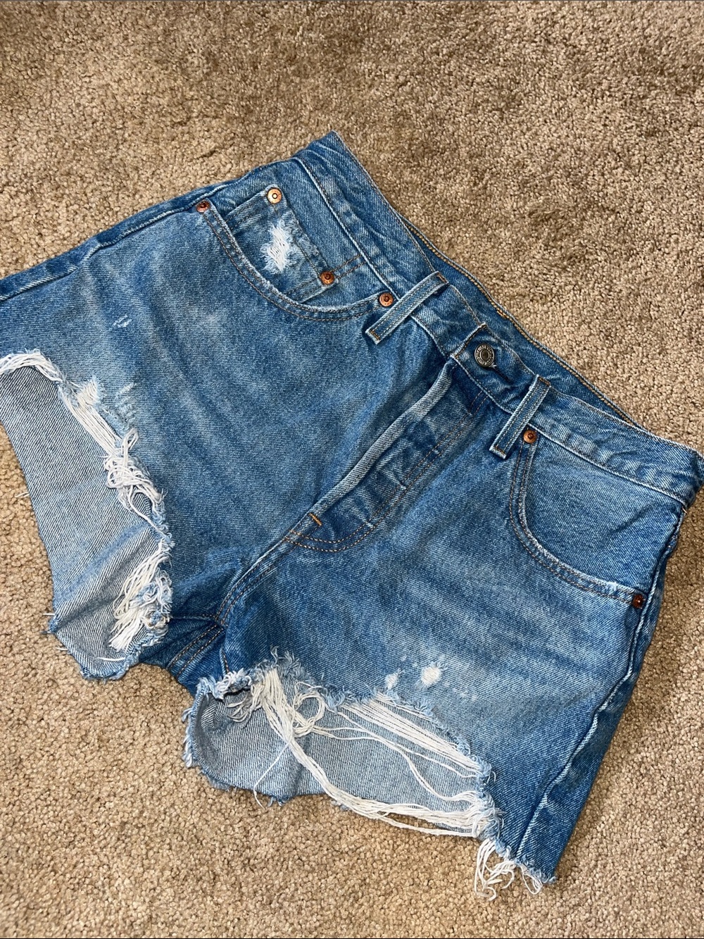 Levi’s 501 Blue Distressed Denim Women’s Shorts